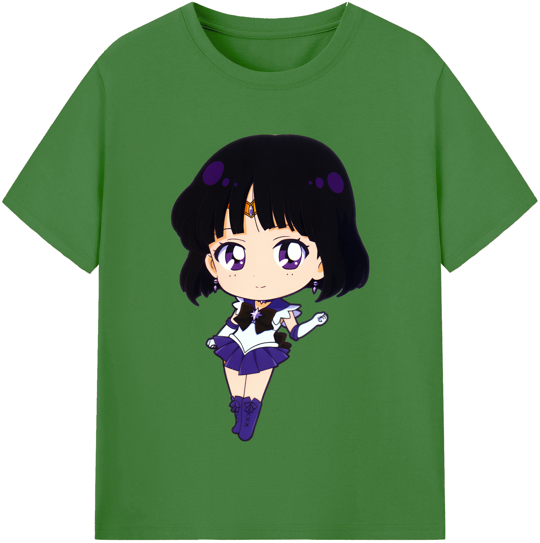 （画像用） 美少女戦士セーラームーン 土萠ほたる Sailor Moon Tomoe Hotaru （セーラーサターン；Sailor Saturn） レディースカジュアルプリントTシャツ（綿100％）